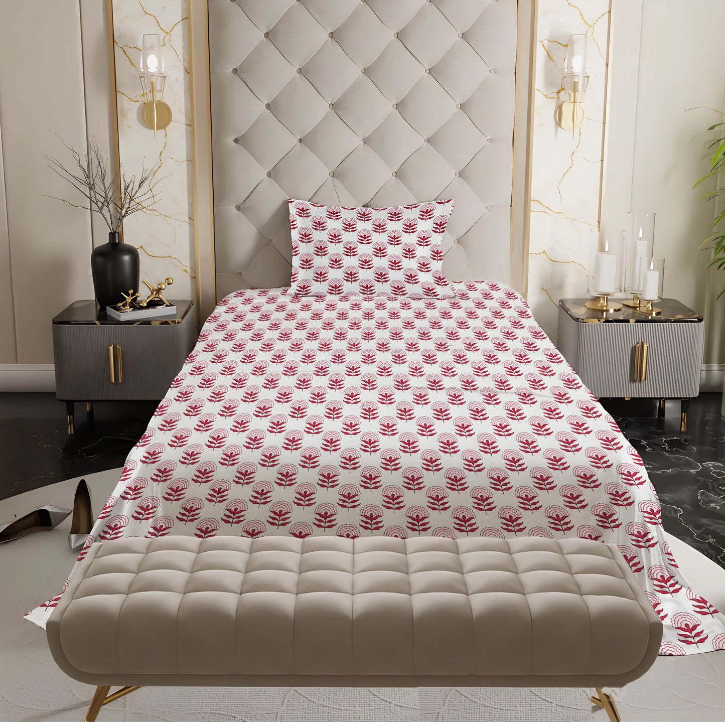 New York Collection Cotton Flat Bedsheet- Pink
