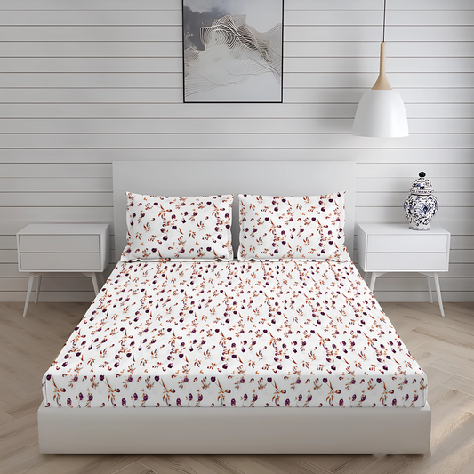 London Collection Cotton Fitted Bedsheet- Rosewood