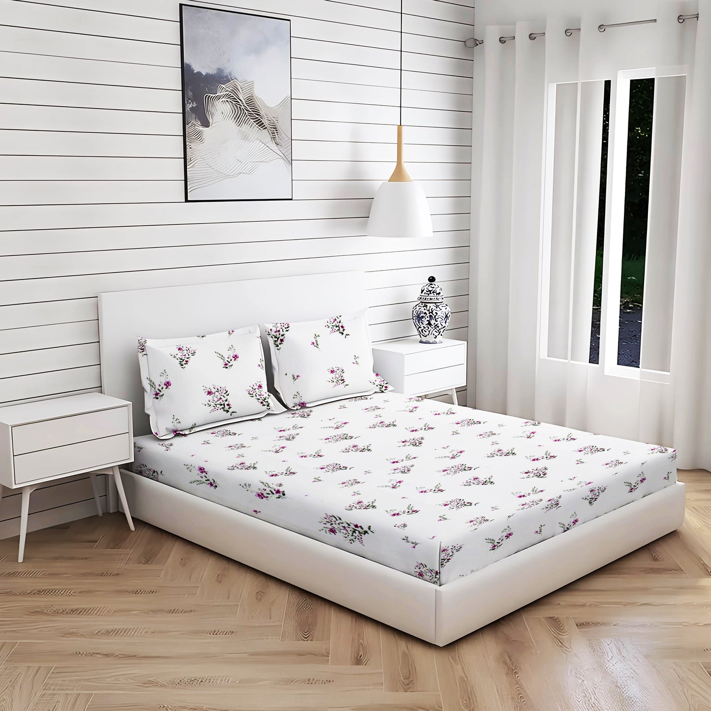 London Collection 200 TC Fitted Bedsheet- Pink