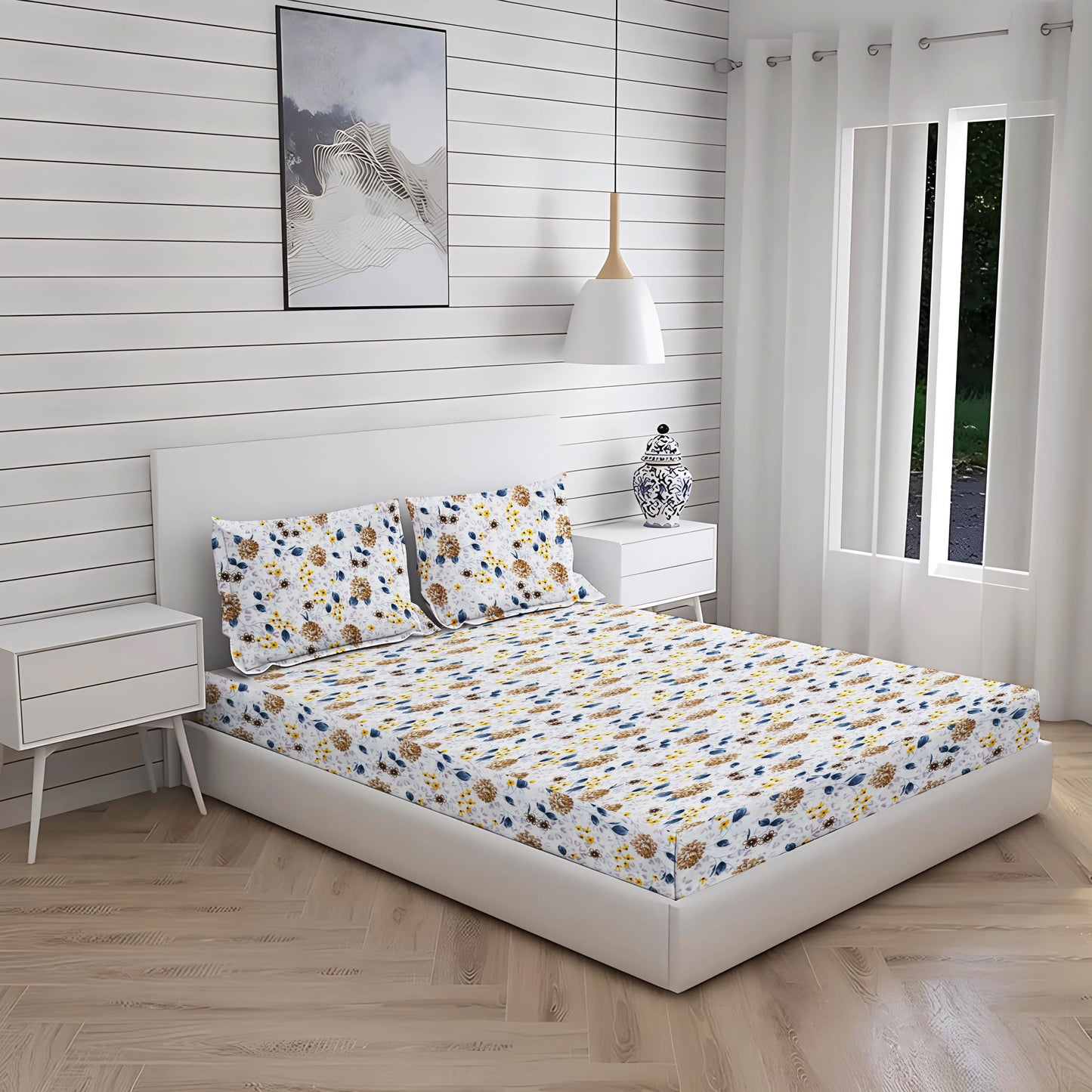 London Collection Cotton Fitted Bedsheet- Mustard