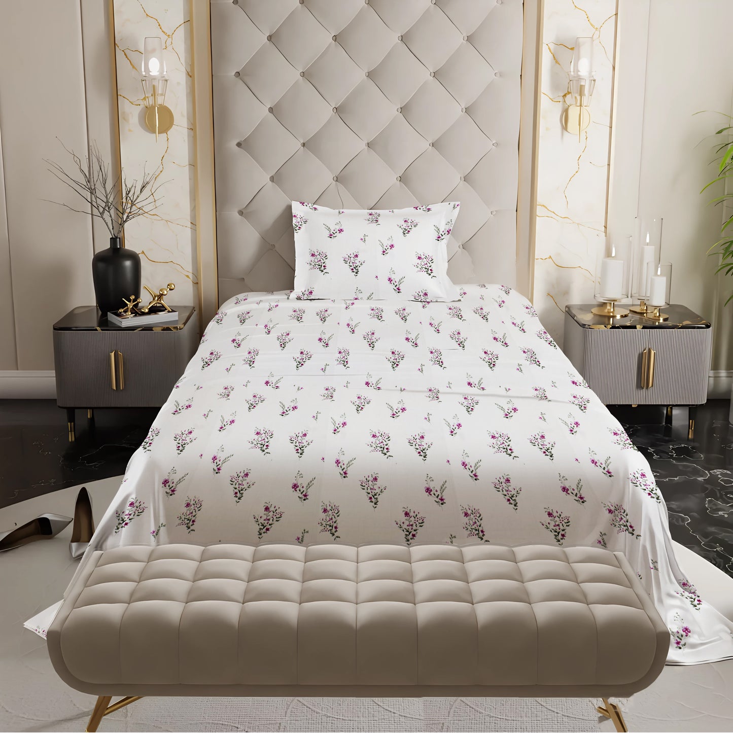 London Collection Cotton Flat Bedsheet- Pink