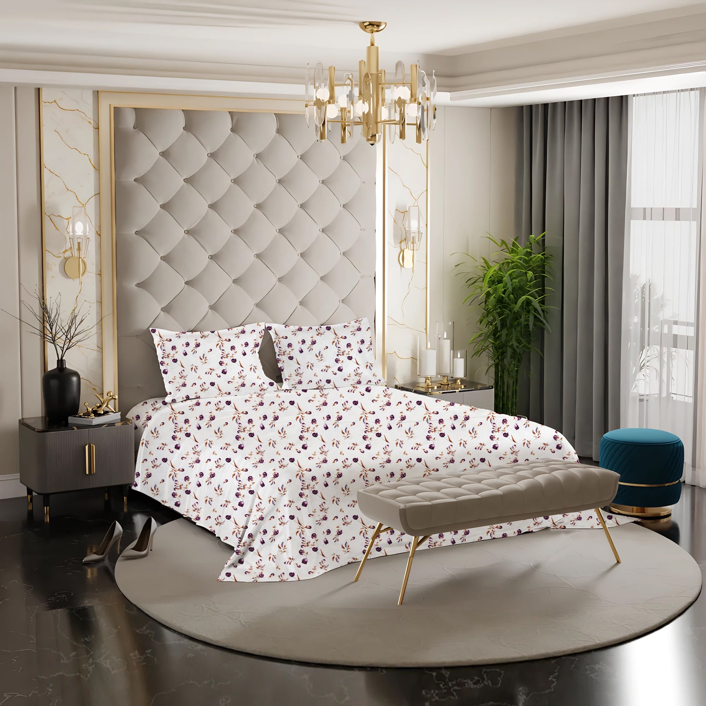 London Collection Cotton Flat Bedsheet- Rosewood