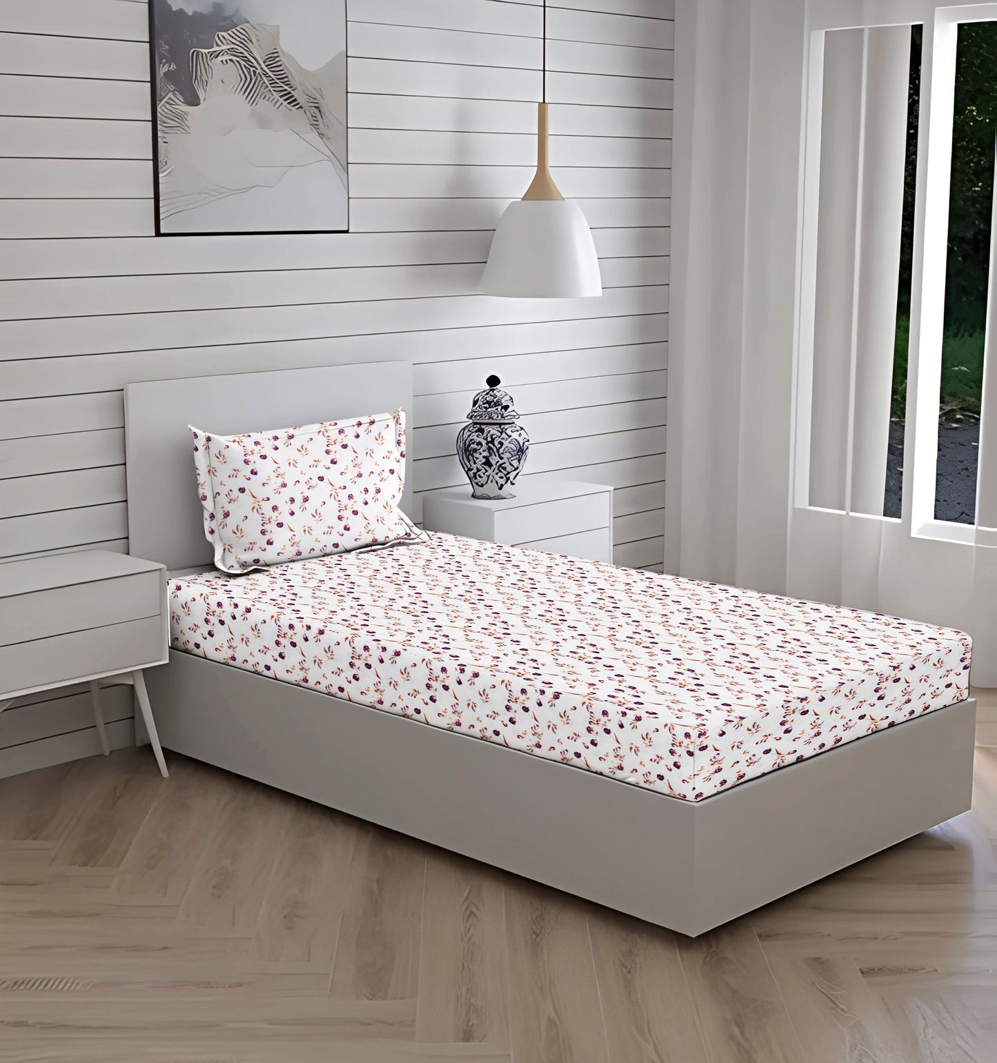 London Collection Cotton Fitted Bedsheet- Rosewood