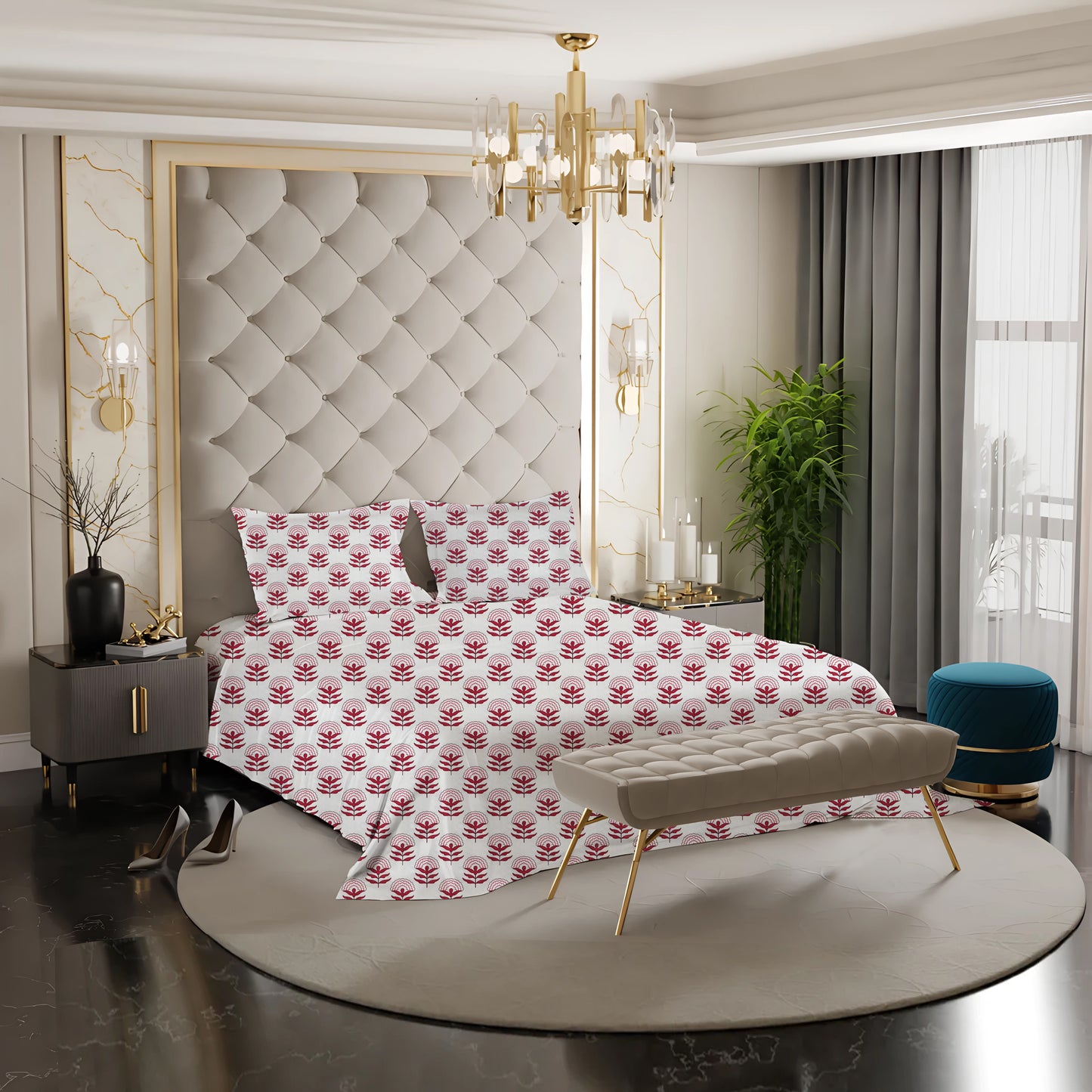New York Collection Cotton Flat Bedsheet- Pink