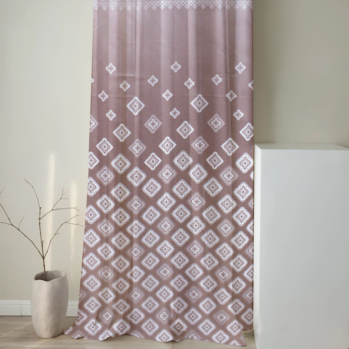 Berlin Collection Pannel Curtain Geometric Print For Window/Door/Long Door - Onion (Pack Of 1)