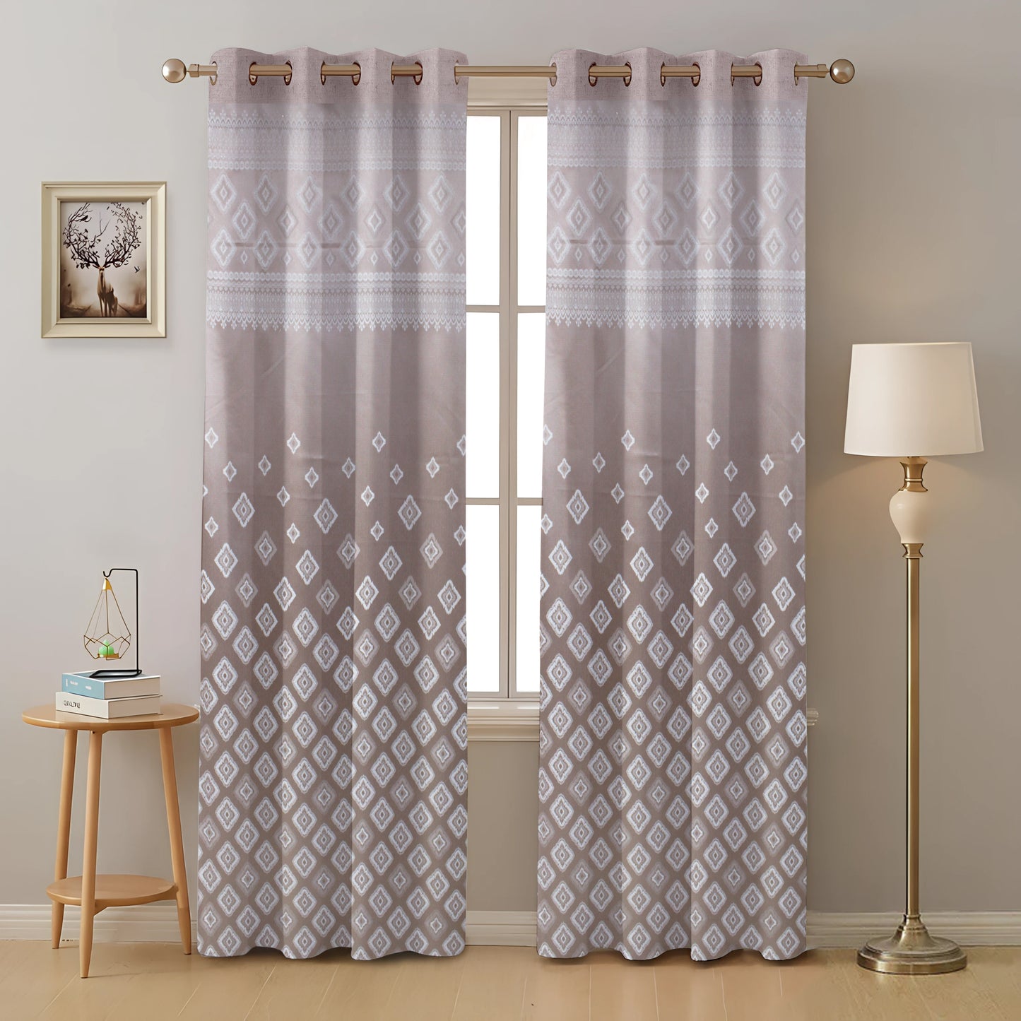 Berlin Collection Pannel Curtain Geometric Print For Window/Door/Long Door - Onion (Pack Of 1)