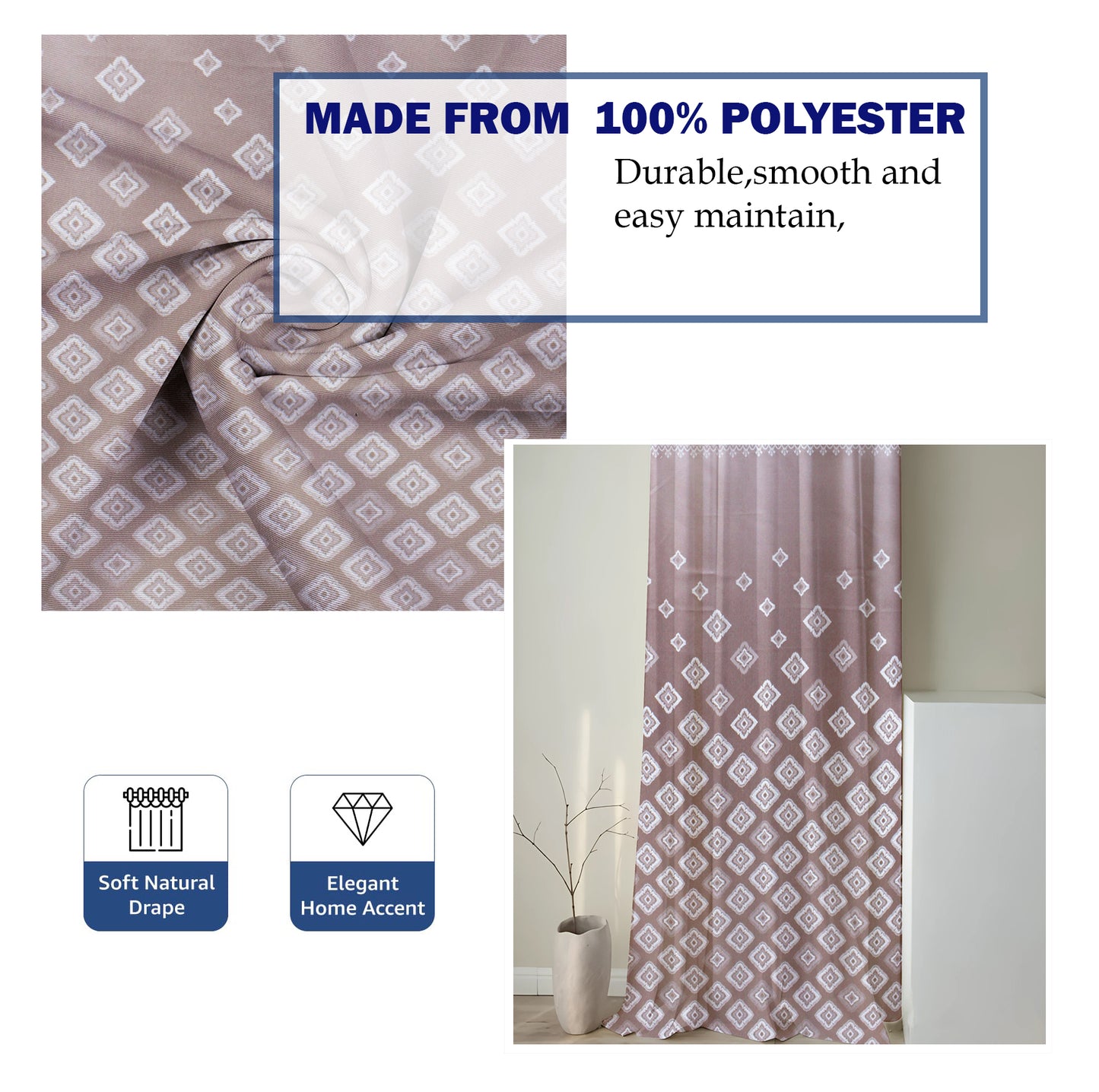 Berlin Collection Pannel Curtain Geometric Print For Window/Door/Long Door - Onion (Pack Of 1)