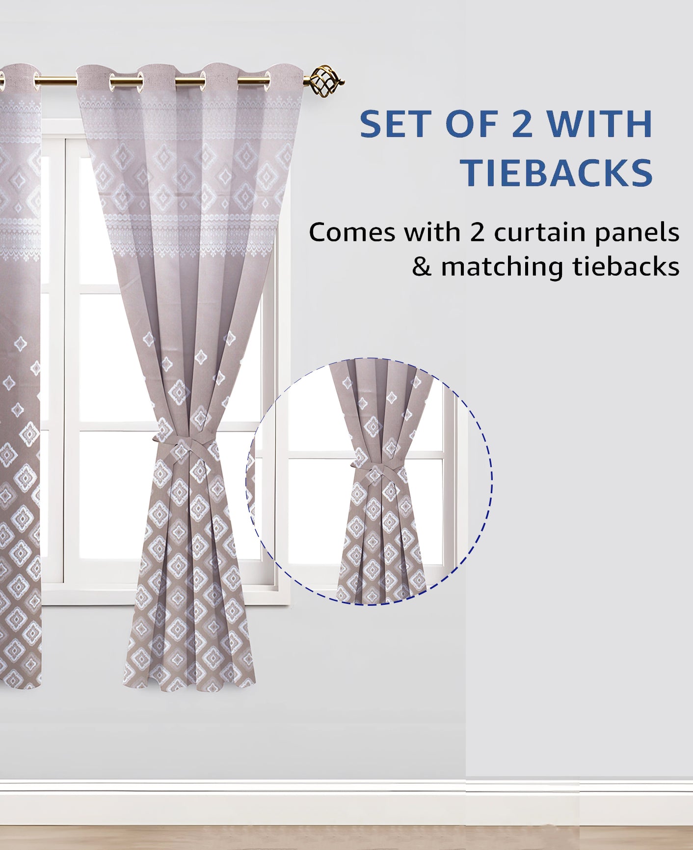 Berlin Collection Pannel Curtain Geometric Print For Window/Door/Long Door - Onion (Pack Of 1)