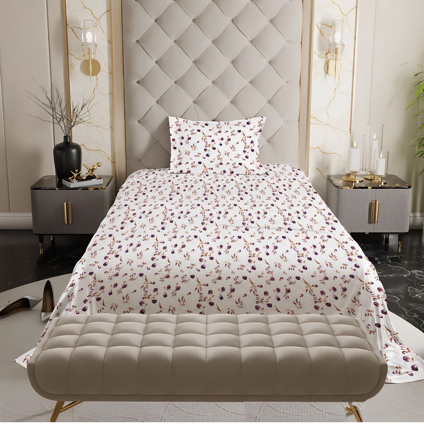 London Collection Cotton Flat Bedsheet- Rosewood