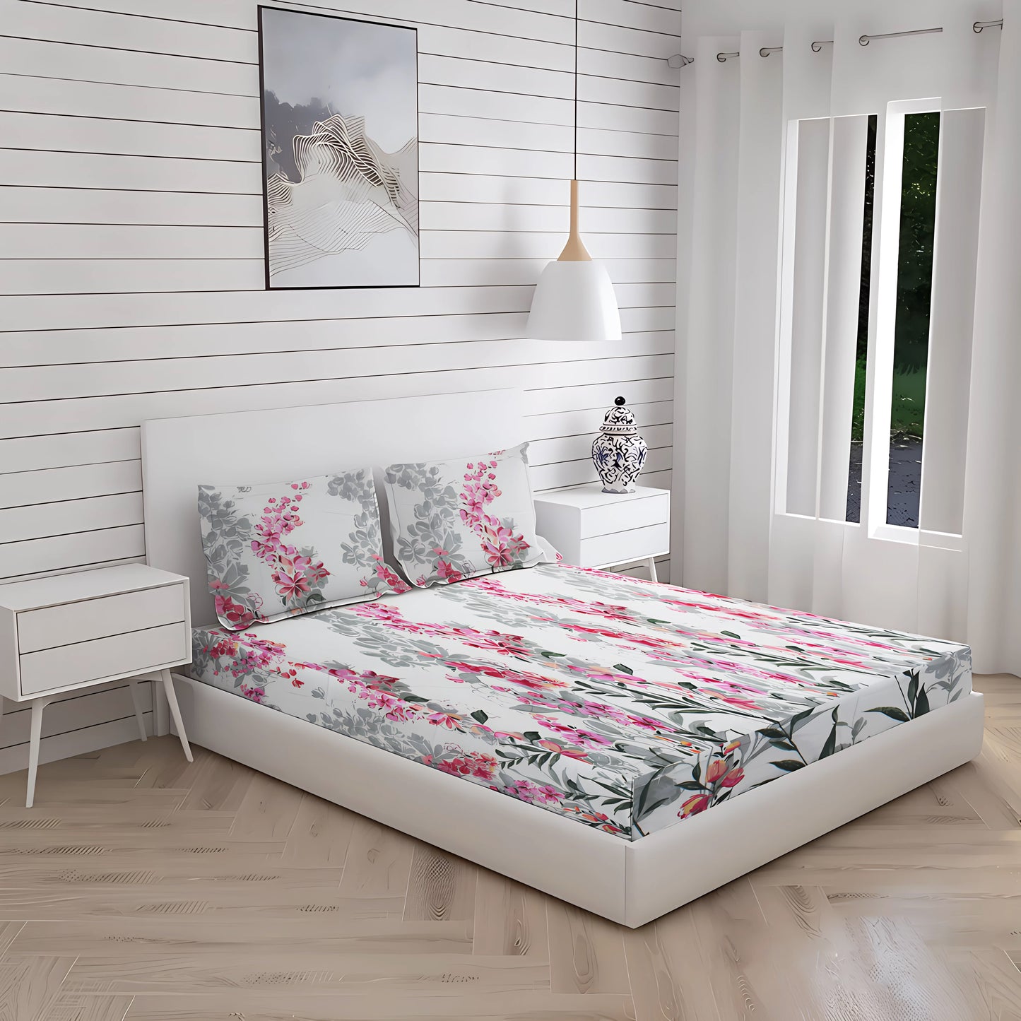 New York Collection 180 TC Fitted Bedsheet- Light Pink