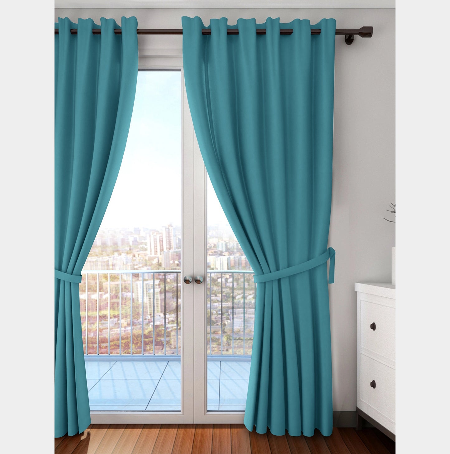 Paris Collection Blackout Curtain Window/Door/Long Door - Aqua (Pack of 1)