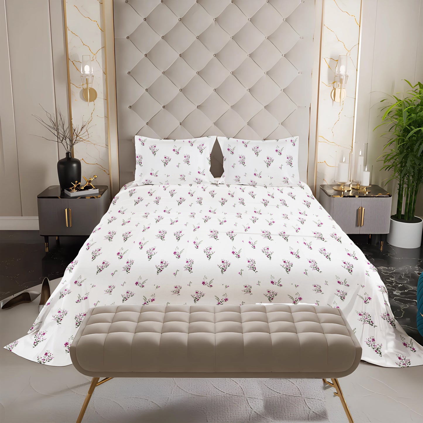 London Collection Cotton Flat Bedsheet- Pink