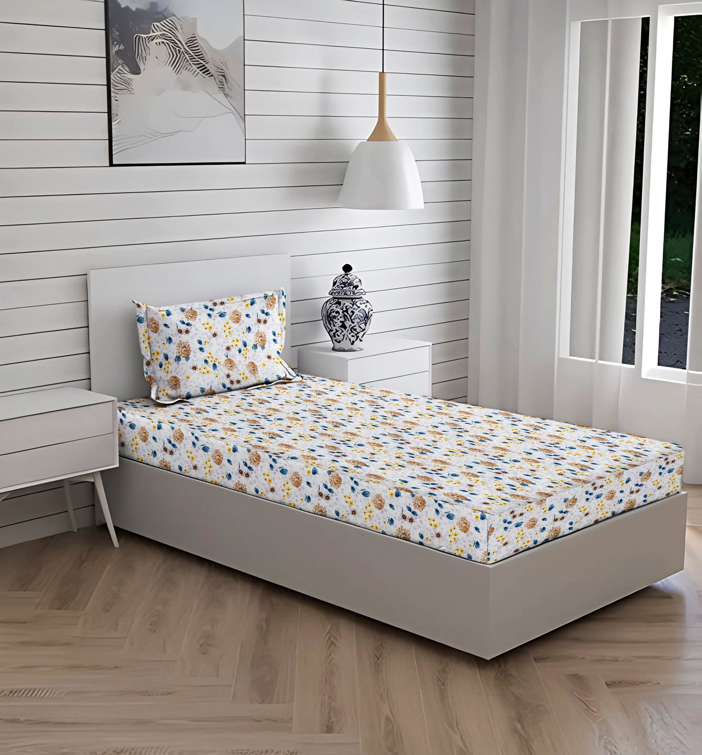 London Collection Cotton Fitted Bedsheet- Mustard