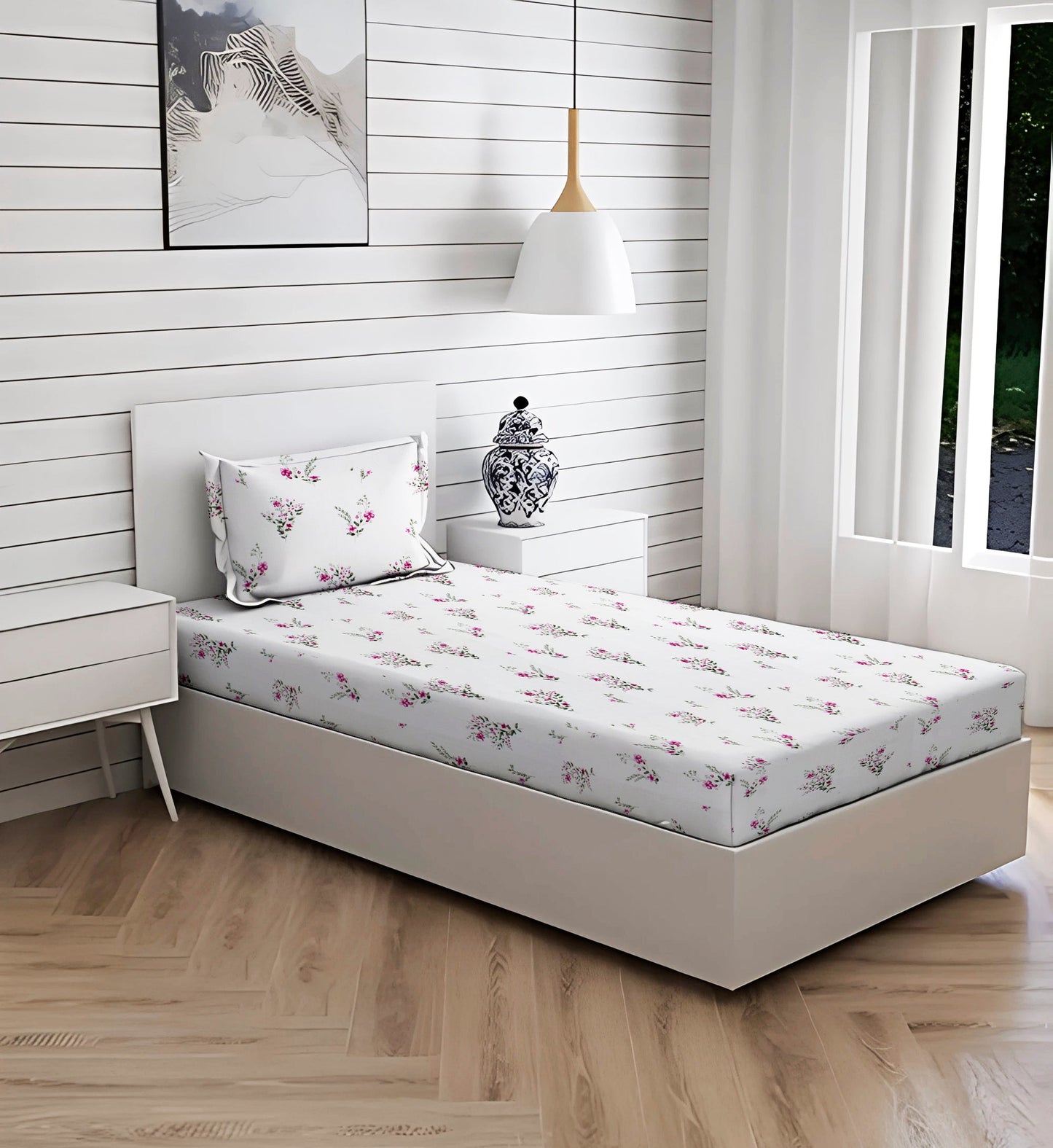 London Collection 200 TC Fitted Bedsheet- Pink