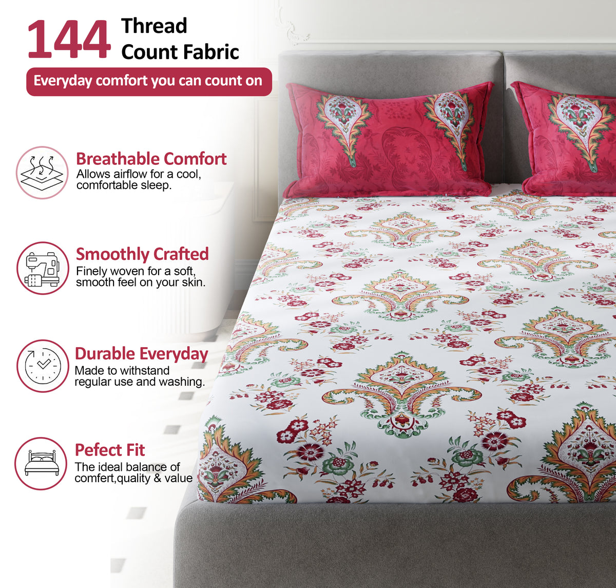 Sydney Collection Cotton Flat Bedsheets - Beige