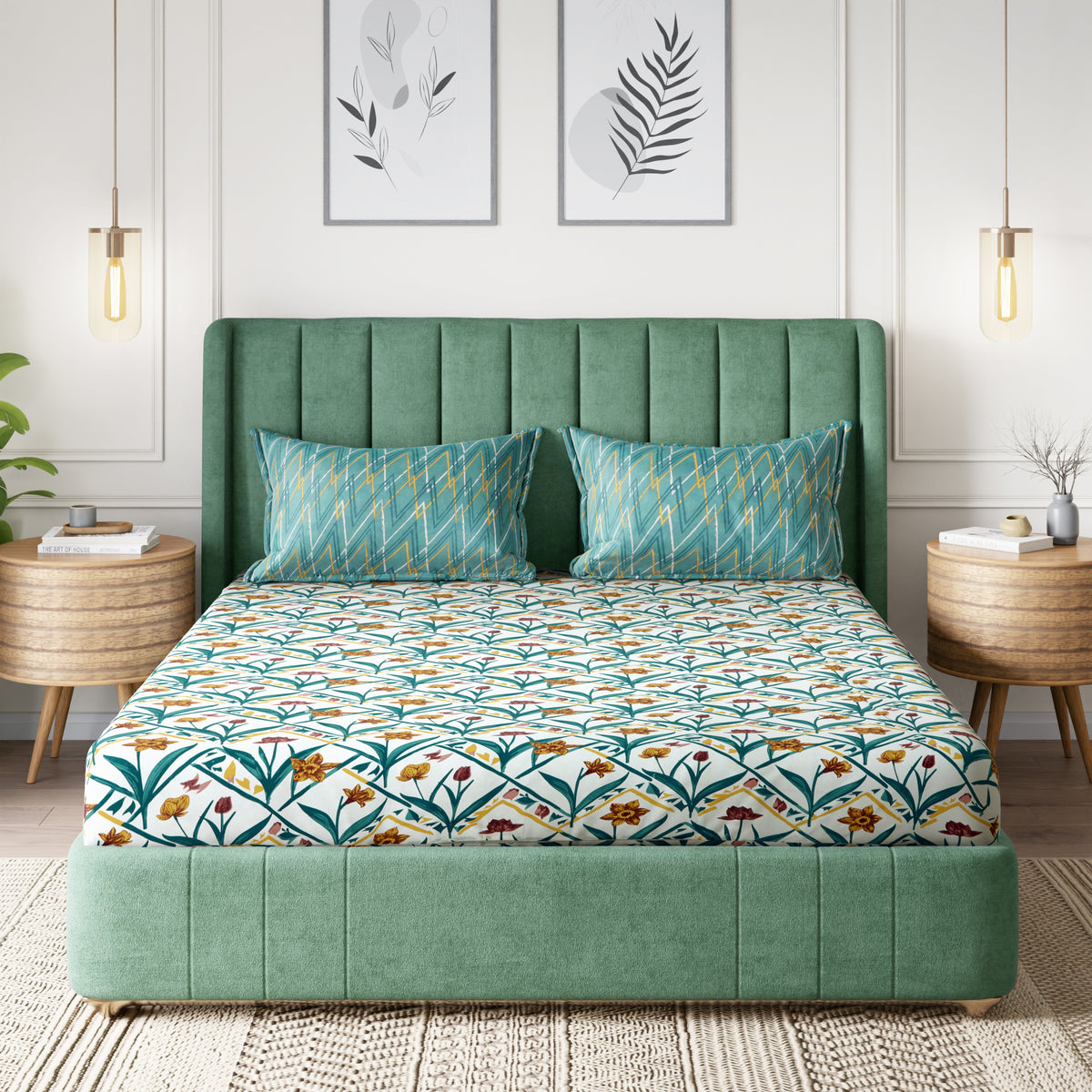 Sydney Collection Cotton Flat Bedsheets - Green
