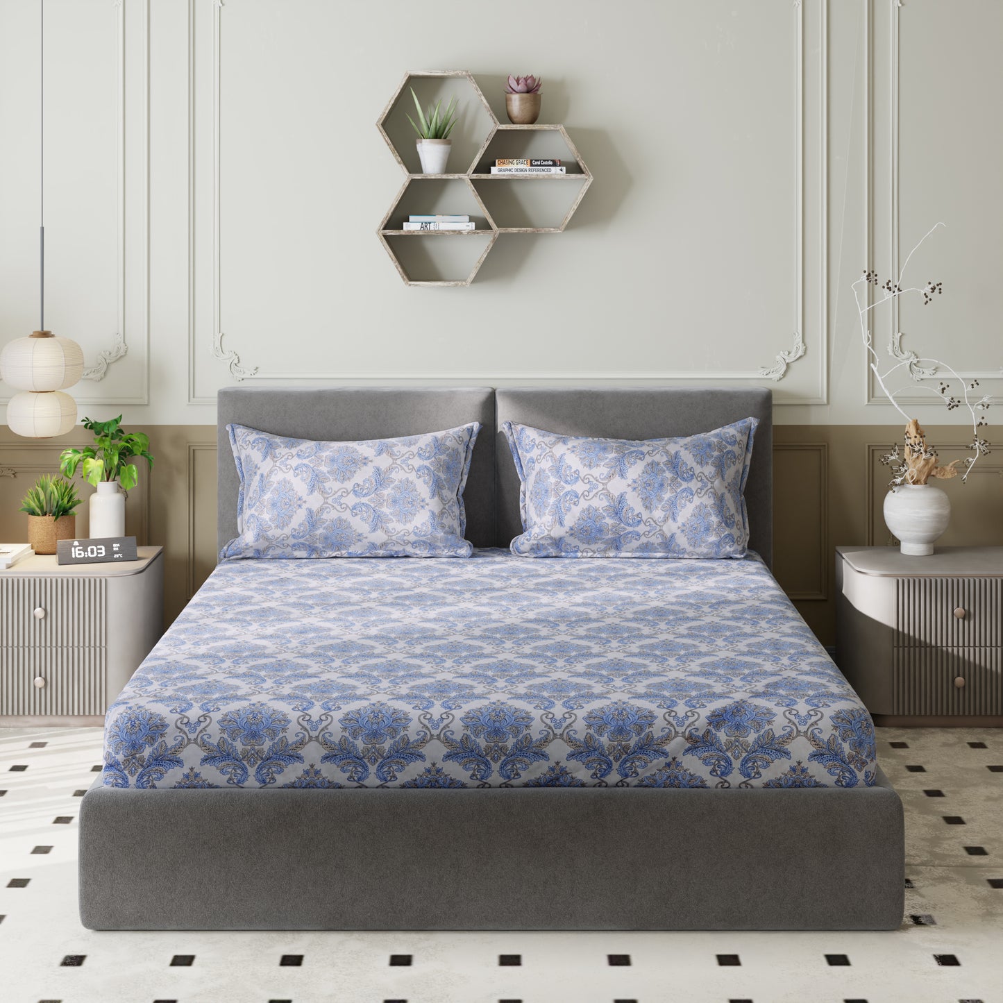 New York Collection Cotton Flat Bedsheet- Grey