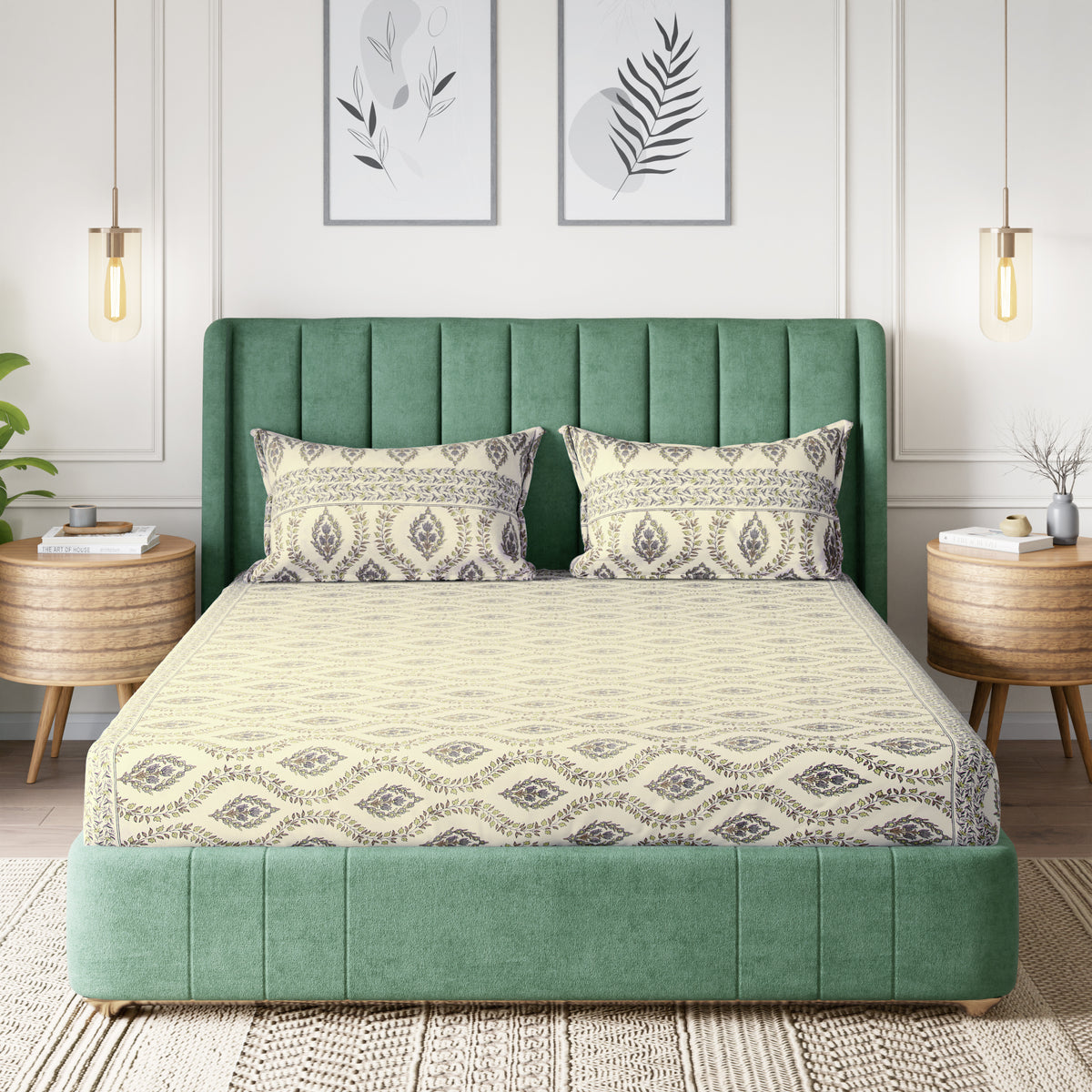 Sydney Collection Cotton Flat Bedsheets - Yellow