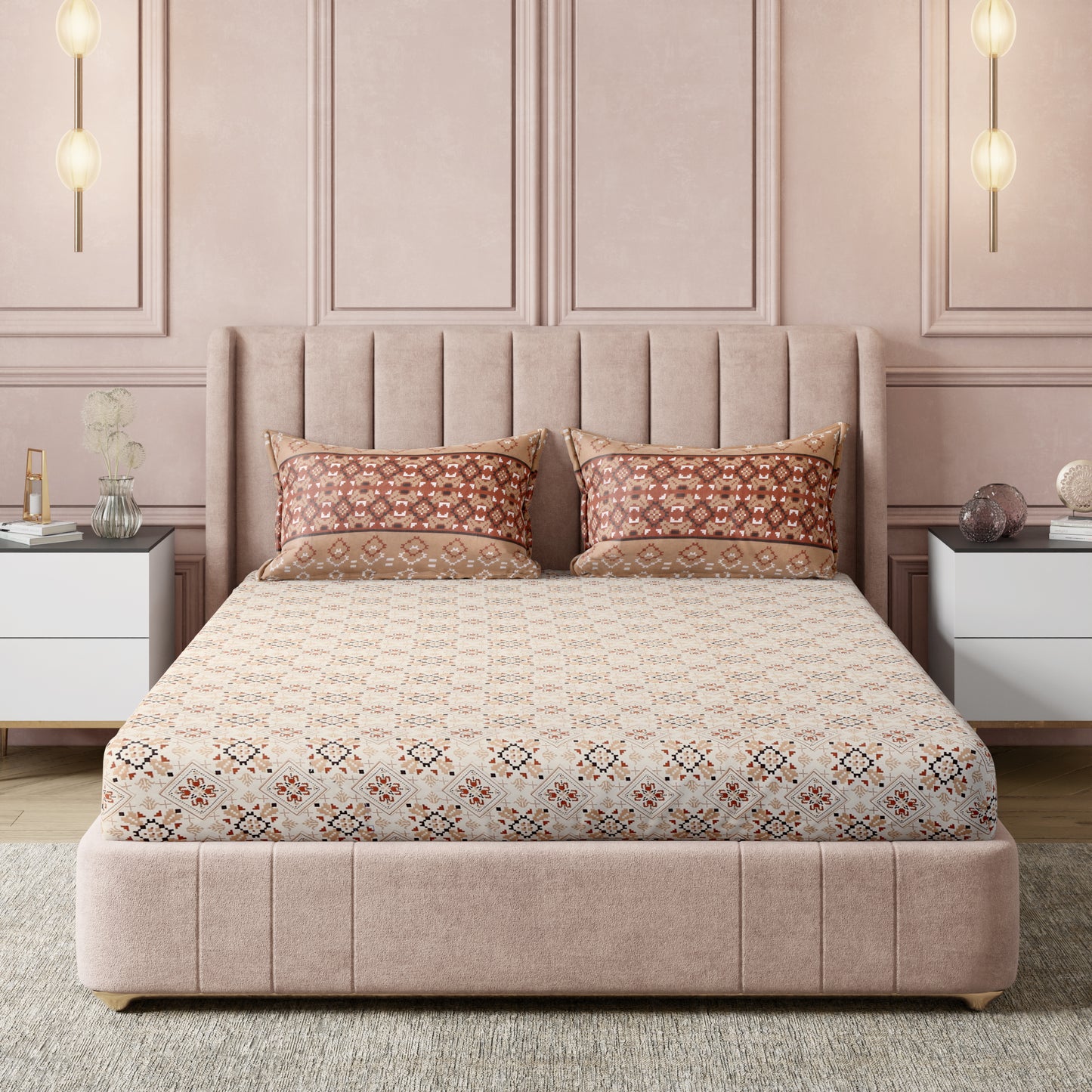 Sydney Collection Cotton Flat Bedsheets - Brown