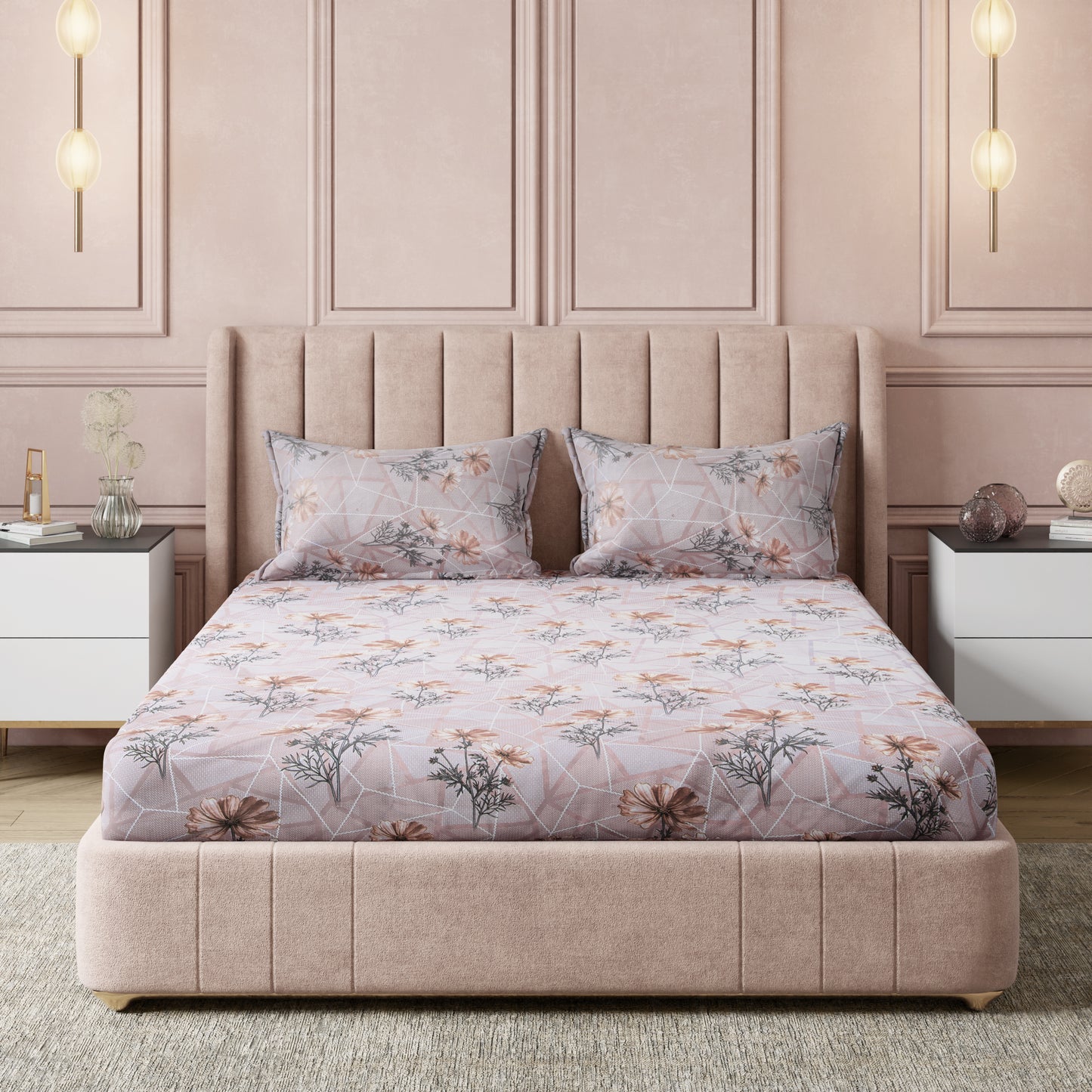 New York Collection Cotton Flat Bedsheet- Beige