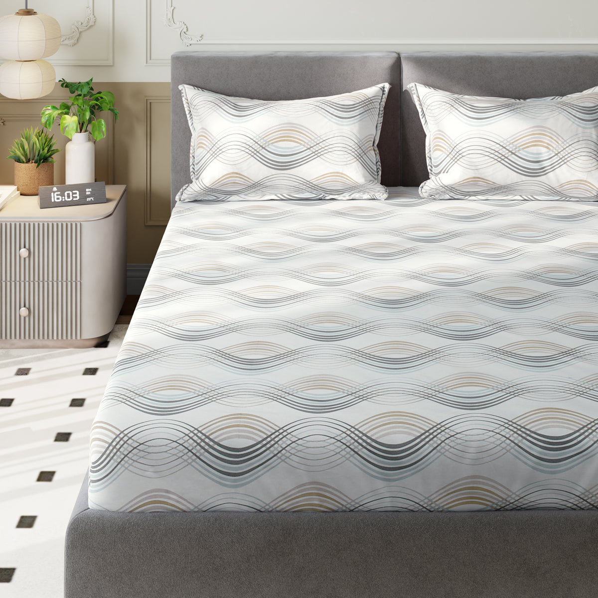 Sydney Collection Cotton Flat Bedsheets - Beige