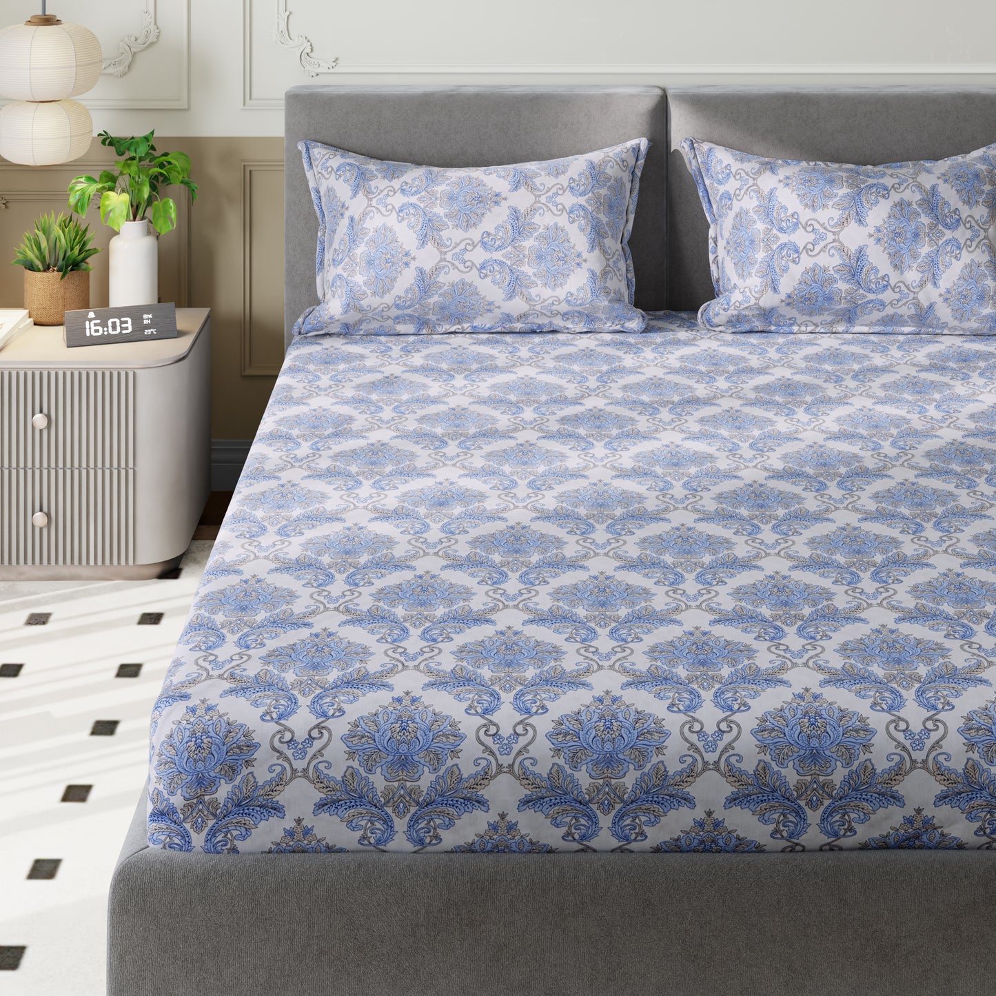 New York Collection Cotton Flat Bedsheet- Grey