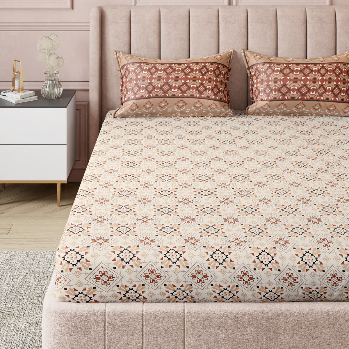 Sydney Collection Cotton Flat Bedsheets - Brown