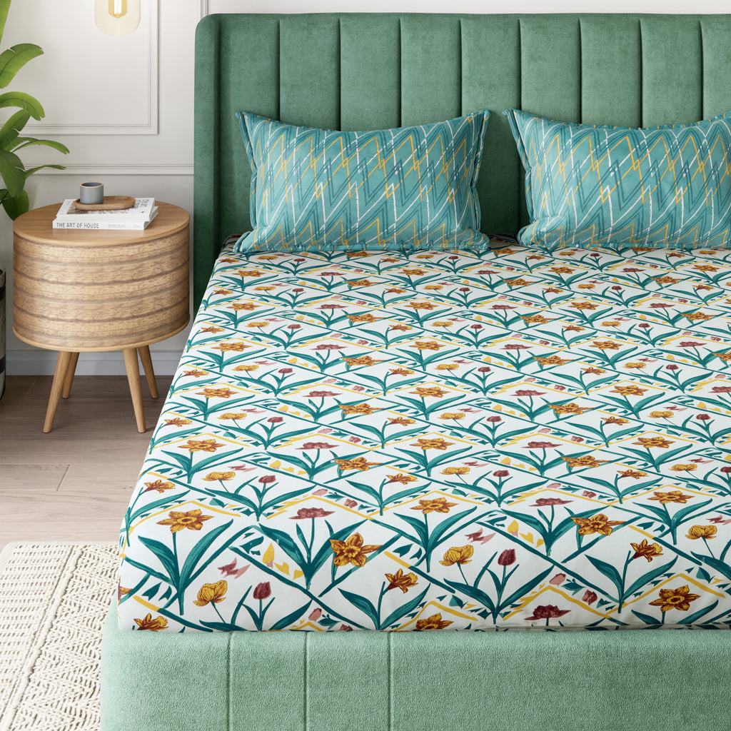 Sydney Collection Cotton Flat Bedsheets - Green