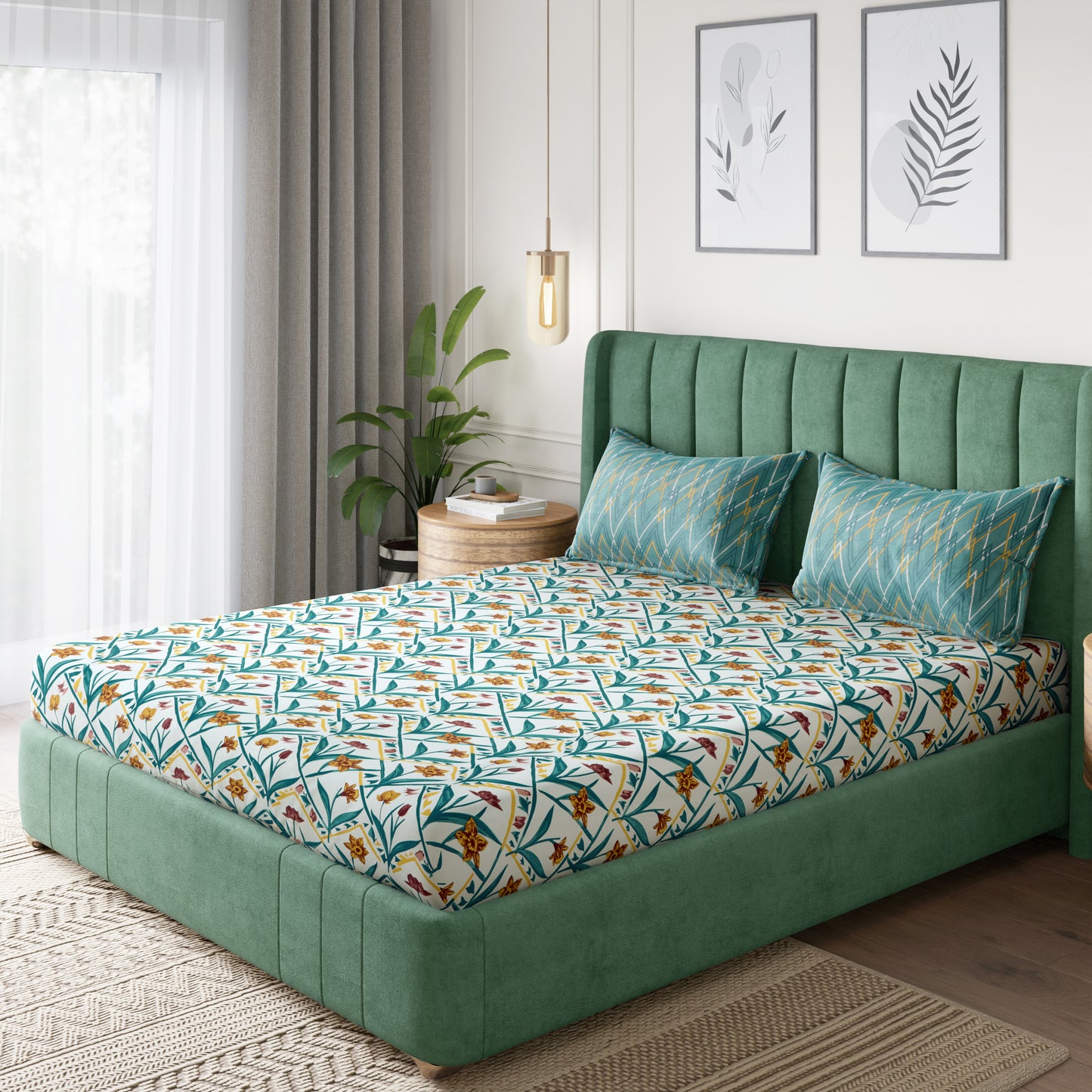 Sydney Collection Cotton Flat Bedsheets - Green