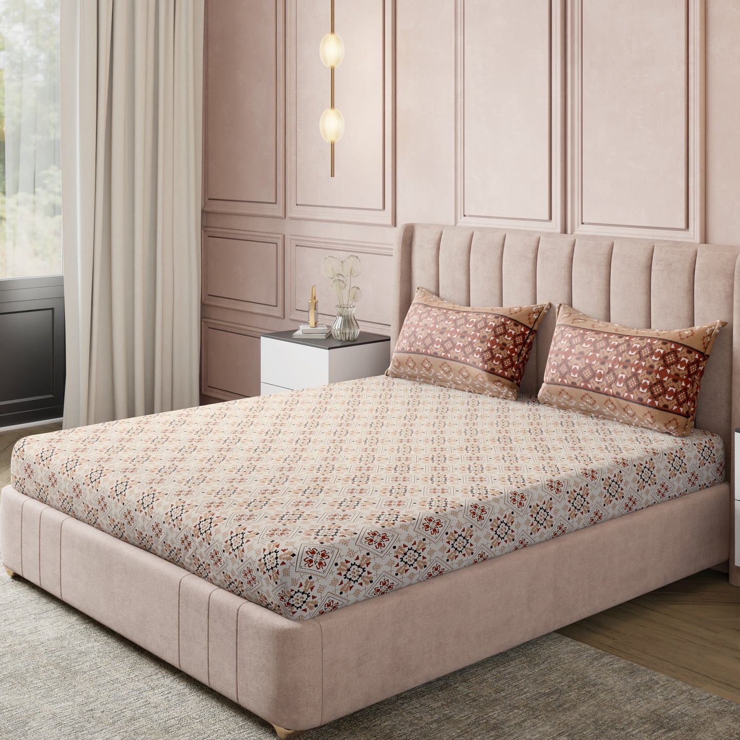 Sydney Collection Cotton Flat Bedsheets - Brown