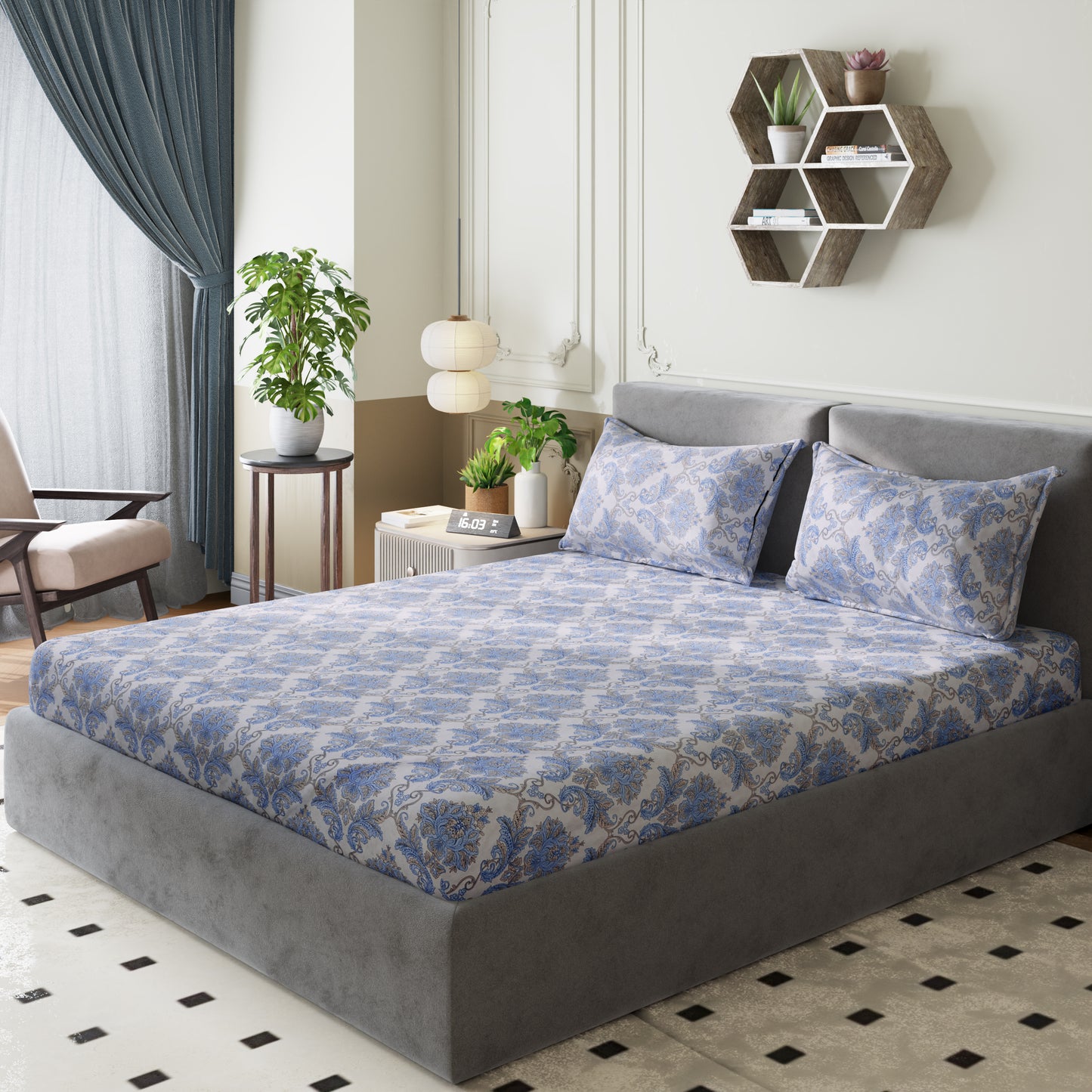 New York Collection Cotton Flat Bedsheet- Grey