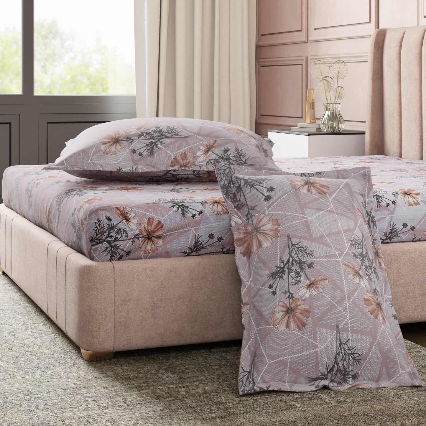 New York Collection Cotton Flat Bedsheet- Beige