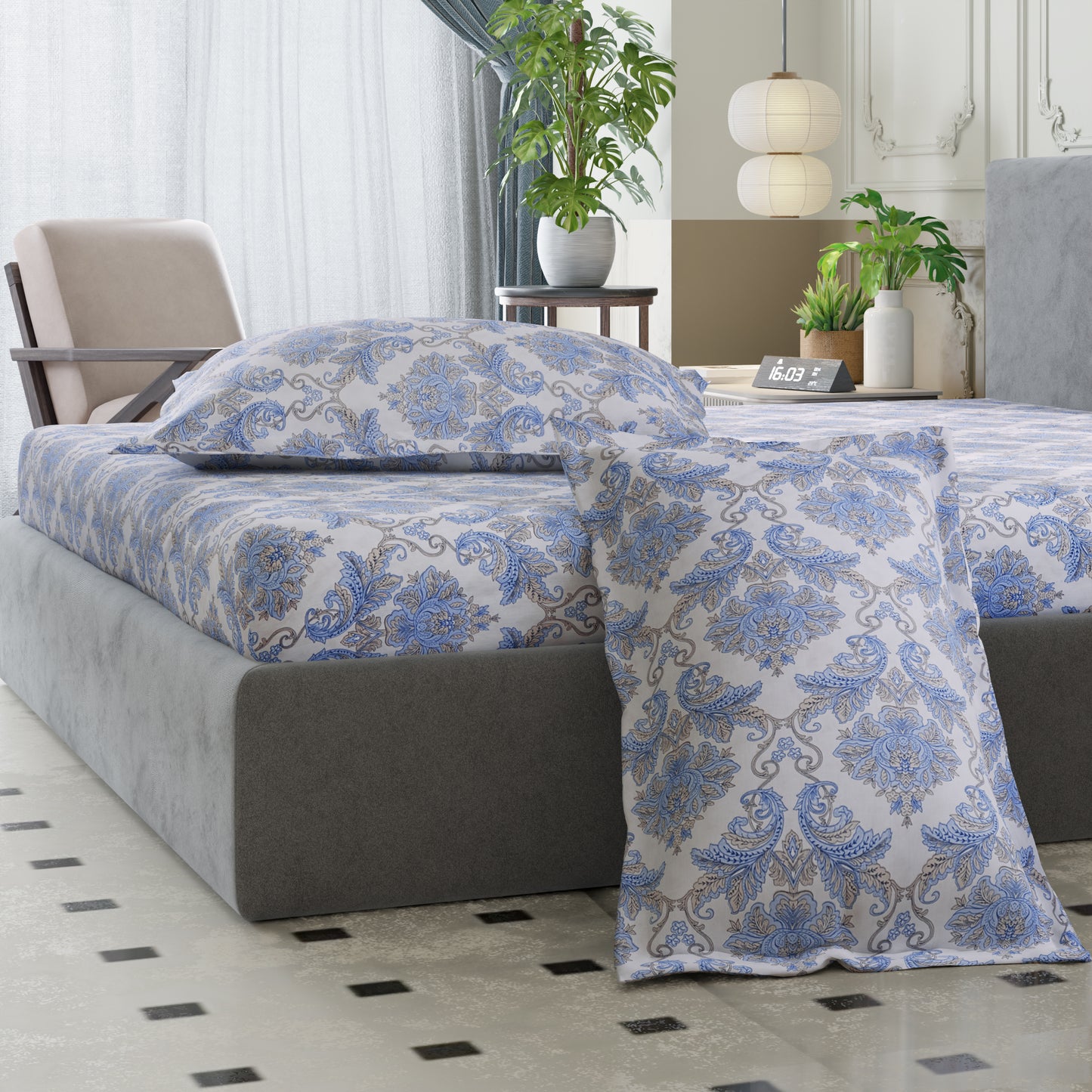 New York Collection Cotton Flat Bedsheet- Grey