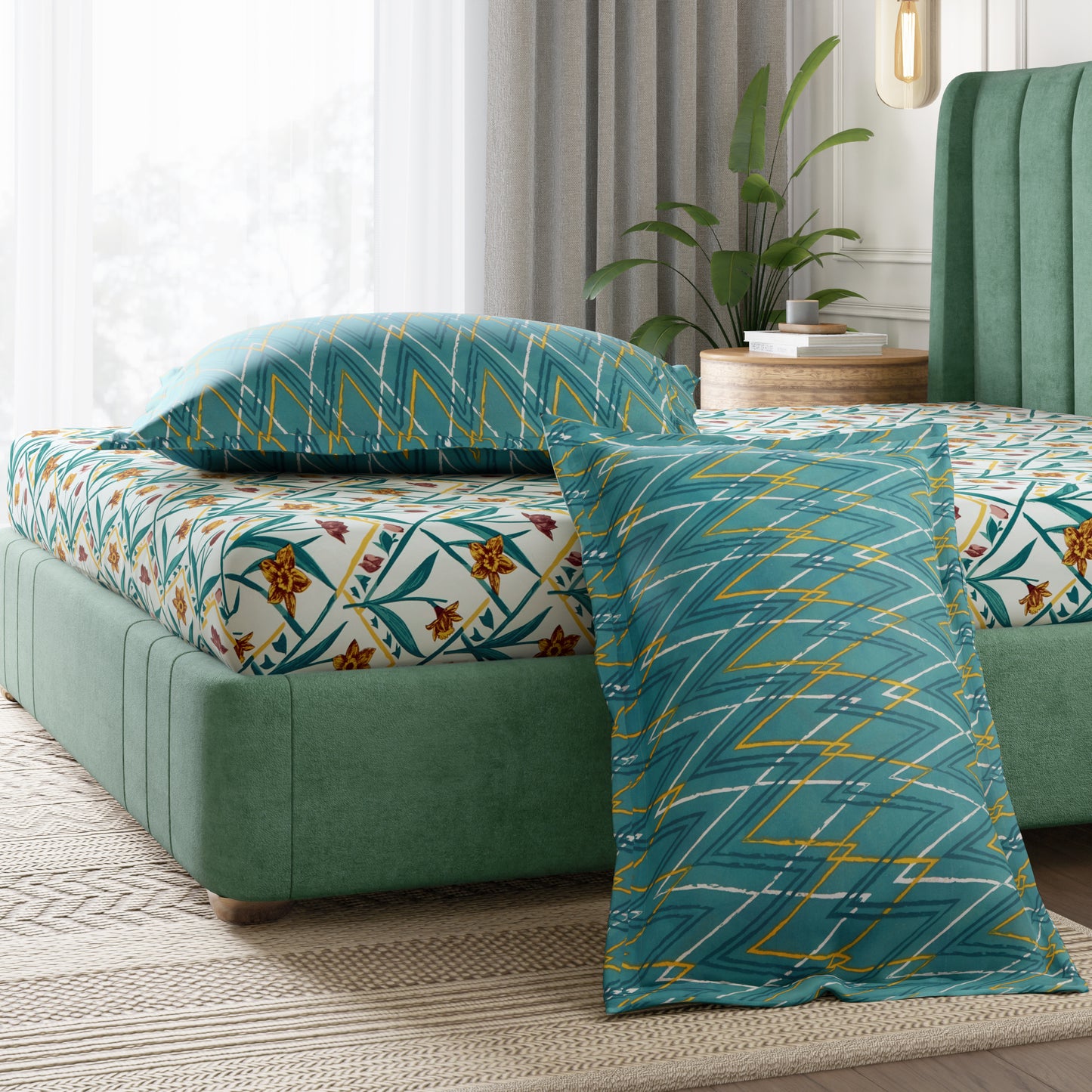 Sydney Collection Cotton Flat Bedsheets - Green