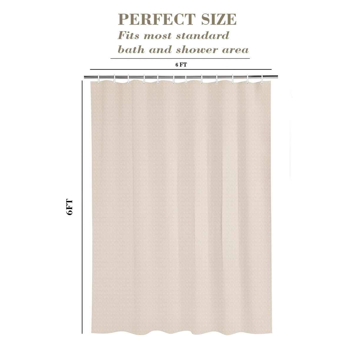 Monaco Collection Waterproof Bathroom Curtain – Off White color Shower Curtain.