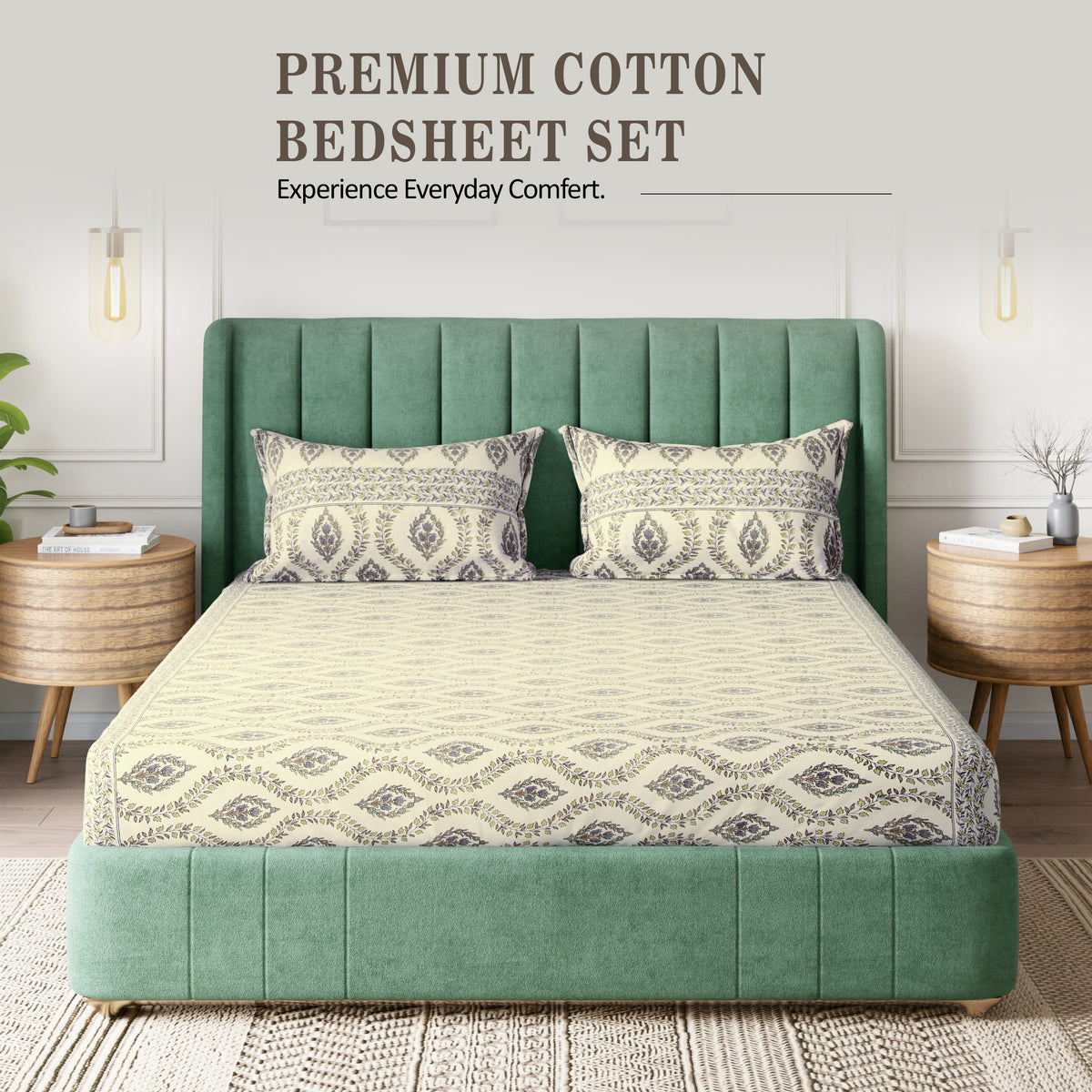 Sydney Collection Cotton Flat Bedsheets - Yellow