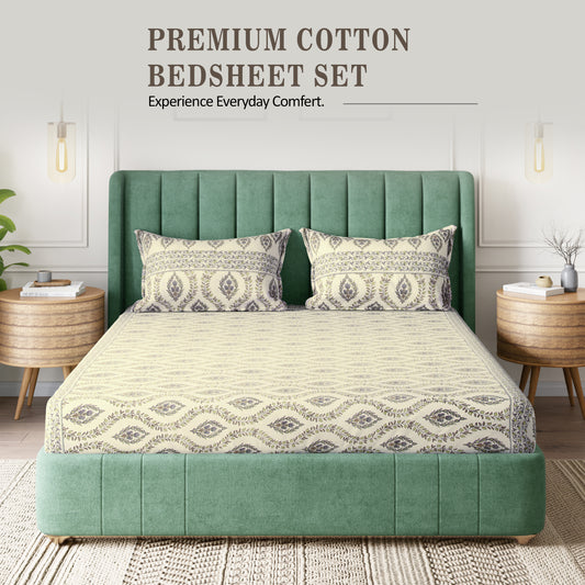 Sydney Collection Cotton Flat Bedsheets - Yellow