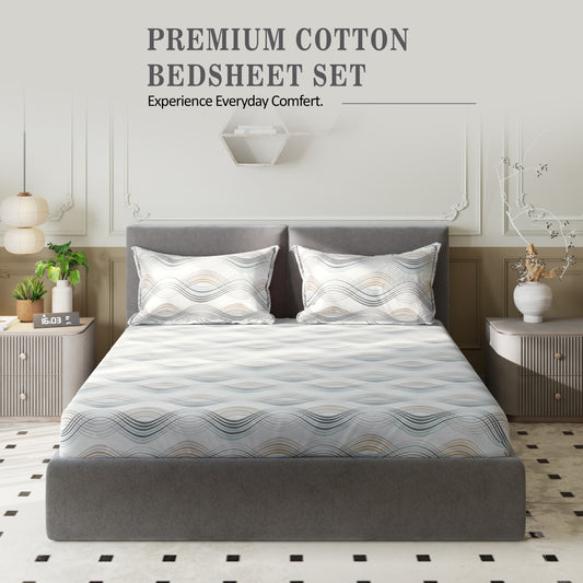 Sydney Collection Cotton Flat Bedsheets - Beige