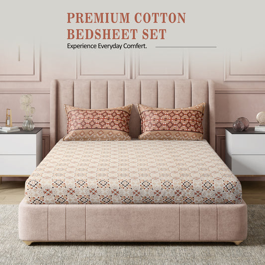 Sydney Collection Cotton Flat Bedsheets - Brown