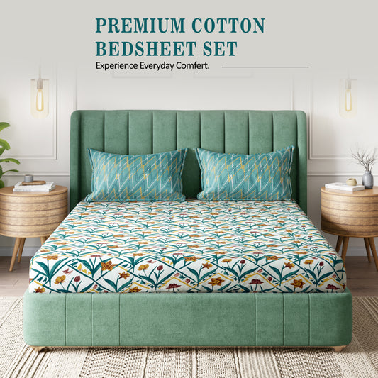 Sydney Collection Cotton Flat Bedsheets - Green