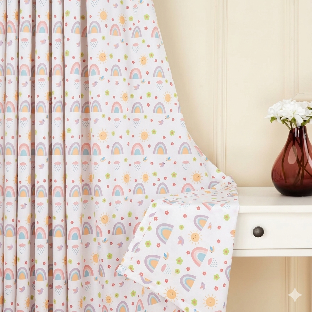 Tokyo Collection Digitalprint-Kids Curtain For Window/Door/Long Door - Design-Rainbow (Pack Of 1)
