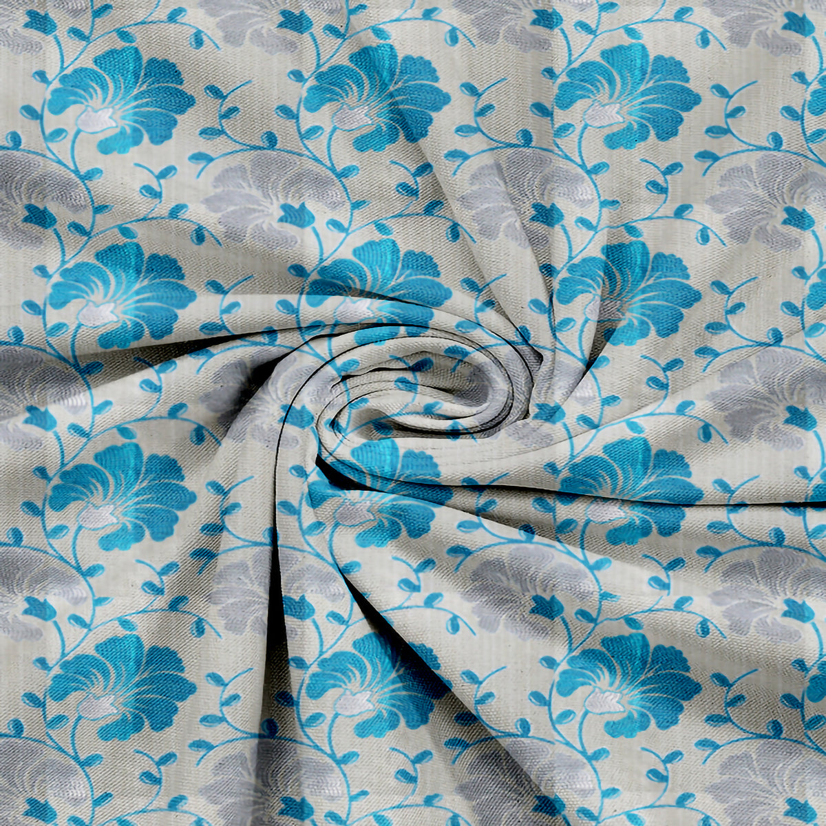 Venice Collection Room Darkening Premium Curtain - Floral Aqua (Pack of 1)