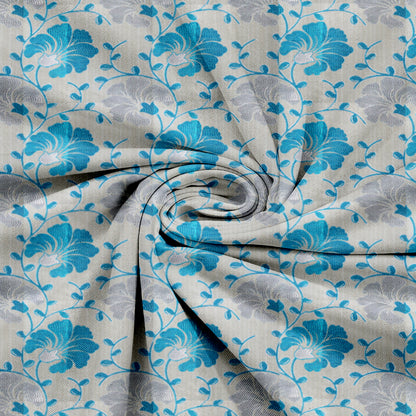Venice Collection Room Darkening Premium Curtain - Floral Aqua (Pack of 1)