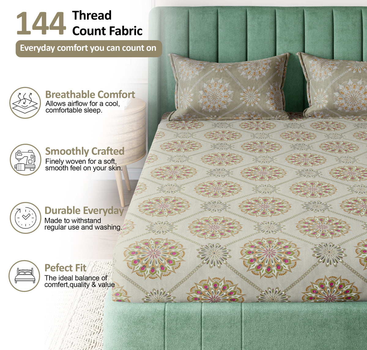 Sydney Collection Cotton Flat Bedsheets - Mustard