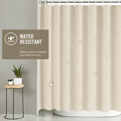 Monaco Collection Waterproof Bathroom Curtain – Off White color Shower Curtain.