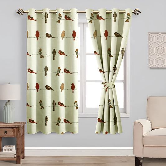 Milan Collection Cotton Curtain with Animal Print for Window/Door/Long Door – Red (Pack of 1)