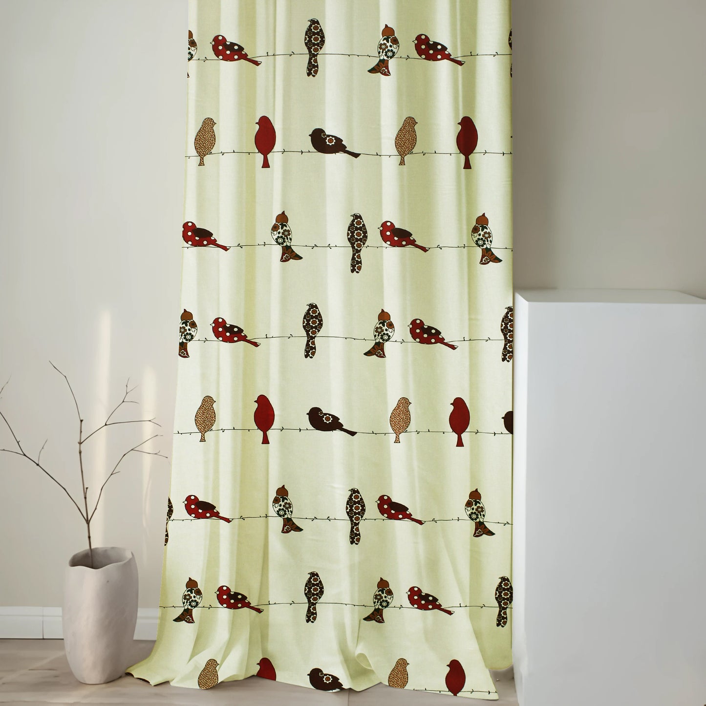 Milan Collection Cotton Curtain with Animal Print for Window/Door/Long Door – Red (Pack of 1)