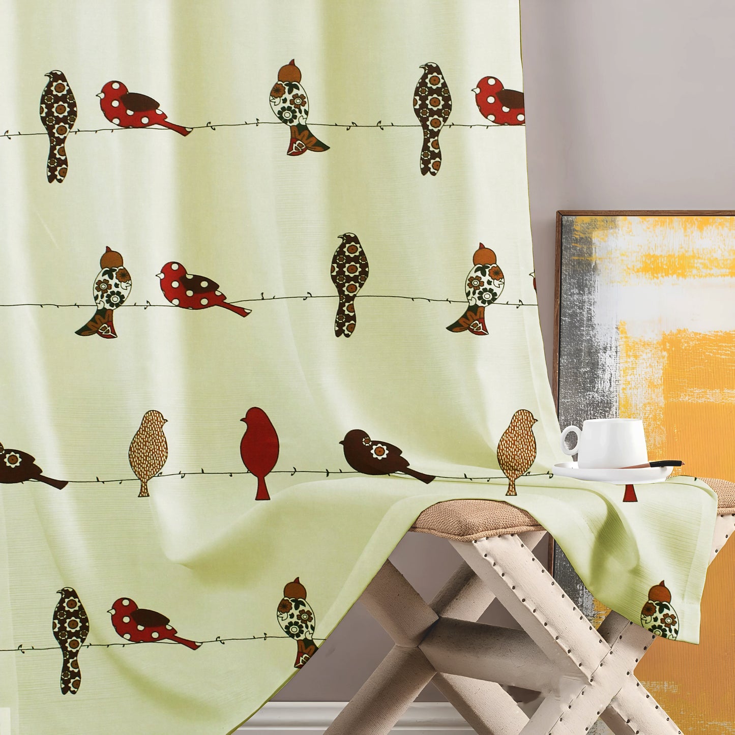 Milan Collection Cotton Curtain with Animal Print for Window/Door/Long Door – Red (Pack of 1)