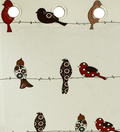 Milan Collection Cotton Curtain with Animal Print for Window/Door/Long Door – Red (Pack of 1)