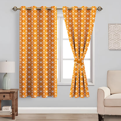 Milan Collection Cotton Curtain with Geometric Print for Window/Door/Long Door – Yellow (Pack of 1)